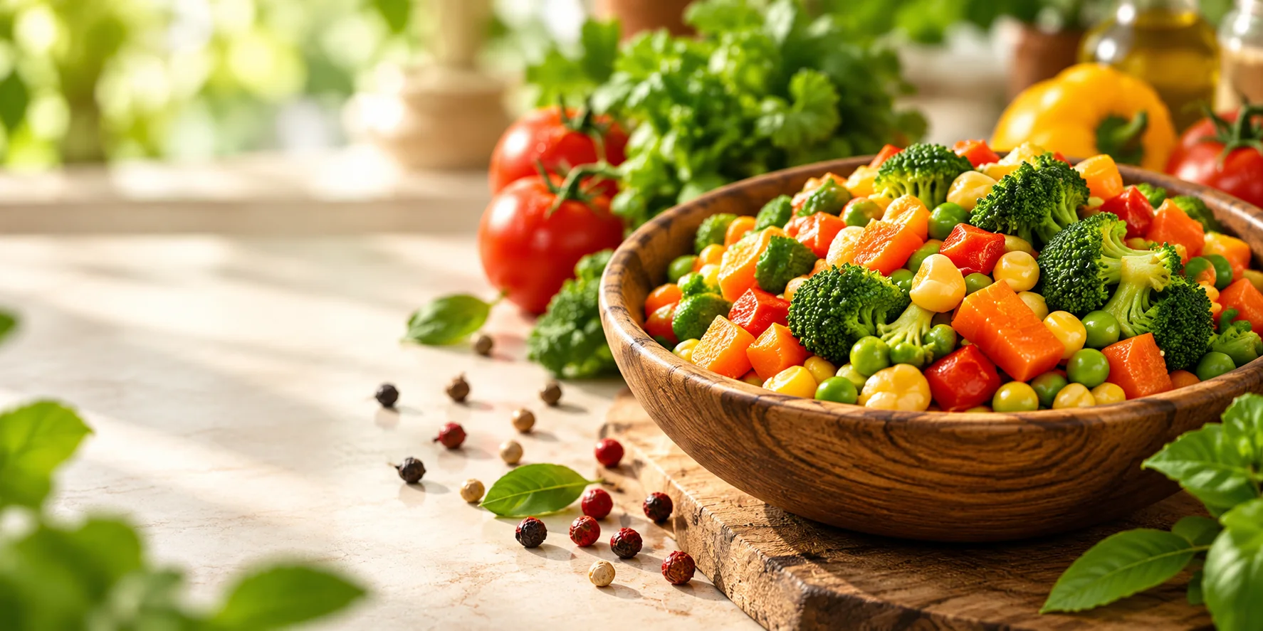 Seleção de legumes em uma composição gastronômica